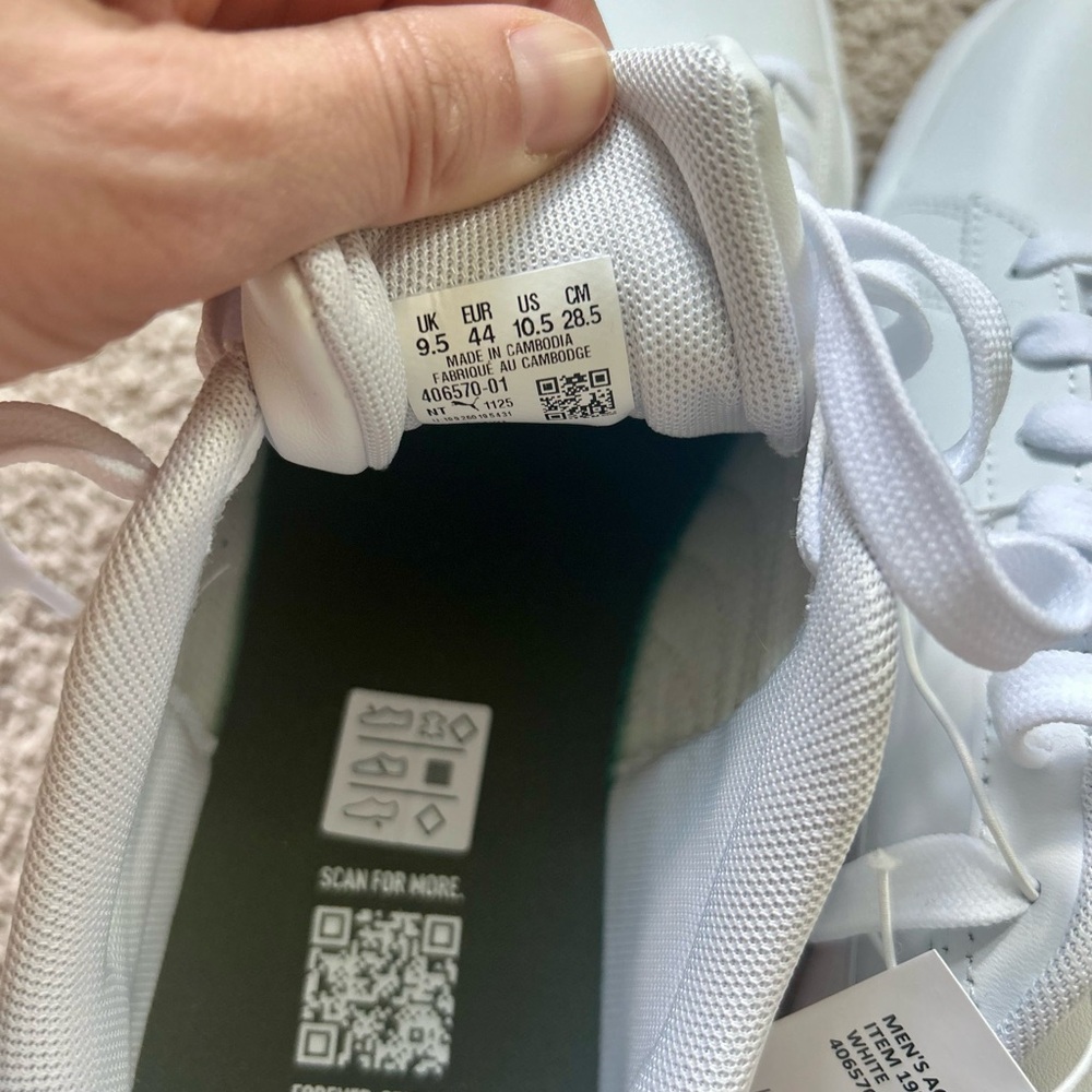 Men’s Puma White Leather Sneakers - Picture 3 of 4